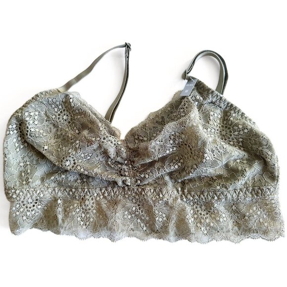PINK VICTORIA'S SECRET Green Breathable Wireless Lace Bralette Size Medium NEW - Picture 1 of 4